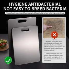 Katuchef Titanium Cutting Board 2025 New Upgrade Pure Titanium Cutting Boards for Kitchen Double Sided Cutting Boards Non Toxic,Hygiene Durable Chopping Board Suitable for Dishwasher Safe(M+L)