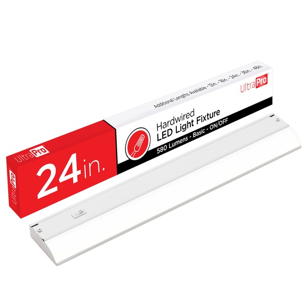 UltraPro 24 inch Hardwired Under Cabinet Lights, On/Off Only, 2700K Warm White, Under Cabinet Lighting, Under Counter Lights for Kitchen 44112