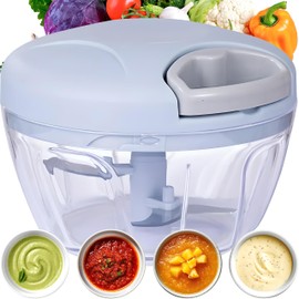 Retoo Zwiebelschneider mit Edelstahl Klinge, Zwiebel Zerkleinerer, Zwiebelhacker, Gemüsezerkleinerung, Multizerkleinerer Manuell, Obst Gemüse Schneider, Gemüseschneider, Obst zu Hacken Mischen