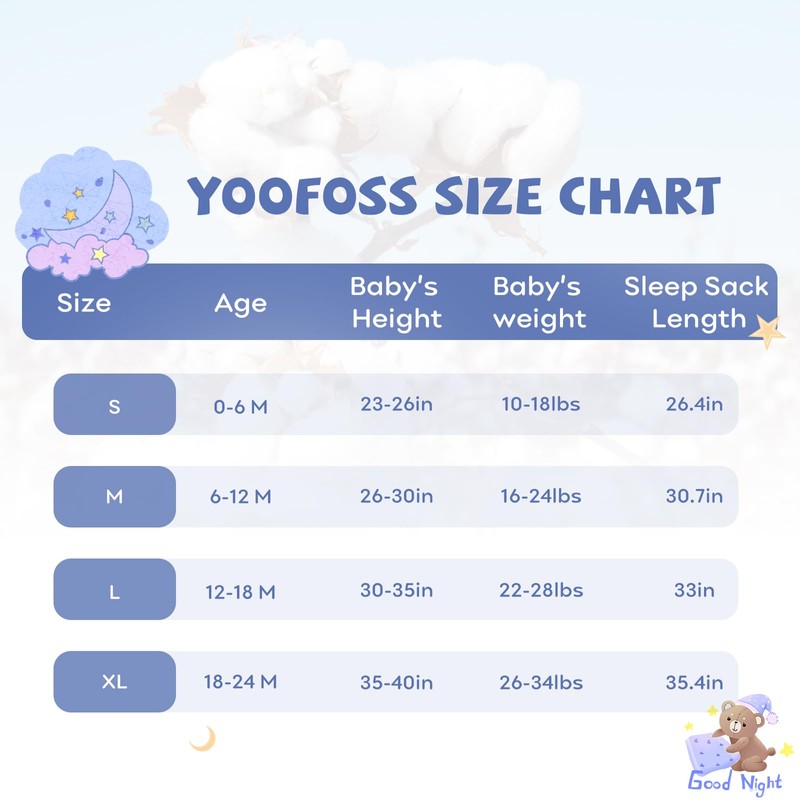Yoofoss Baby Sleep Sack 6-12 Months Baby Wearable Blanket 100%