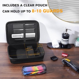 ProCase Hard Barber Accessories Case, Travel Bag for 3 Hair Clippers and Supplies, Trimmer Organizer Storage Box with Clear Pouch, Portable Holder for Men Razor Guard Grooming Kits -Black