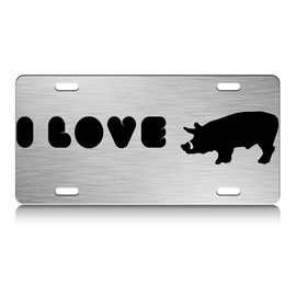 Press Fans - I Love Warthogs Animals S.Steel Car SUV Truck License Plate Decorative Tag Chrome-D#w67