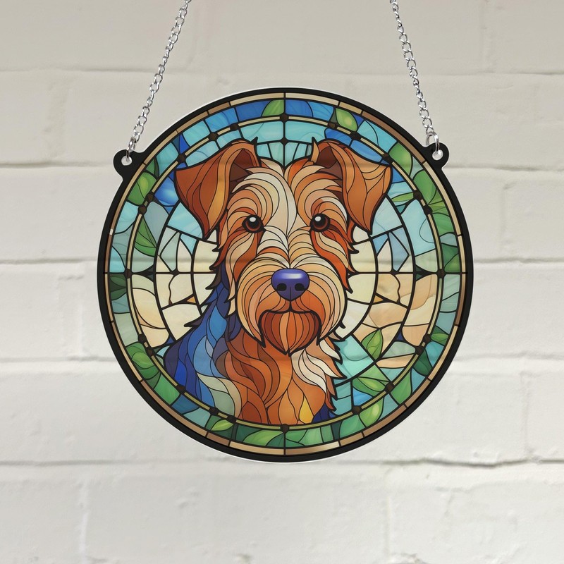 Welsh Terrier Stained Glass Effect Suncatcher Gift for Dog Lovers