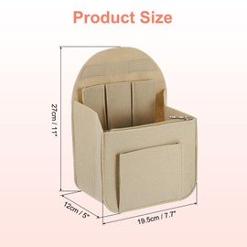 sourcing map Purse Organizer Insert, Portable Felt Organizer Bags with Metal Zipper Multiple Compartments Purse Liner for Backpack Rucksack Handbag Shoulder Bag (7.7" x 5" x 11", Grey)