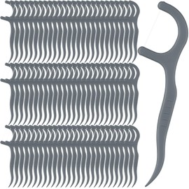 Baderke 200 Count Dental Floss Picks Bulk Non Breakable Dental Floss Flossers for Adults Tooth Picks Flossers Teeth Cleaning Dental Floss Flossers for Family Pack Travel (Grey)