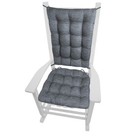Barnett Home Decor Chenille Rib Slate Grey Rocking Chair Cushions - Extra-Large - Latex Foam Filled Rocker Seat Pad 19 x 19 and Back Rest Cushion 23 x 18 - Reversible - Made in USA (Gray/XL)