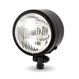 Alchemy Parts 4.5 inch Motorcycle Headlight in Custom Matt Black H4 55W Headlamp for Chopper Cruiser Bottom Mount Ideal for Trikes As Well (Type 3672)