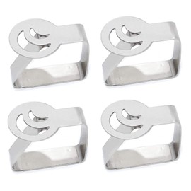 HONBAY 4PCS Stainless Steel Silver Thickened Strong Cloth Clip ,Tablecloth Clamp Holder, Table Cover Clamps ,Table Cloth Holders, Table Cloth Clips Holders for Outdoor and Indoor (Moon)