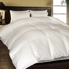 Hotel Grand, 240 TC Luxury White Goose Feather + Down Comforter (Choose Size) - Queen/Full