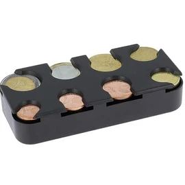 Compact Coin Sorter with 8 Coins, Wallet, Suitable for Waiters, Taxis, Buses, Amusement Park Vendors, Street Vendors, Plastic, Black