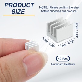 PATIKIL Heatsink 7x7x6mm, 12 Pcs Aluminum Cooler Radiator Heat Sink with Thermal Blue Sticker for Raspberry Pi Chip CPU Power Transistor FET IC Power Amplifier, White