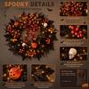 24 in Halloween Wreath for Front Door, Black Skeleton Spider