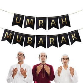 Umrah Mubarak Decoration Banner for Durability, Ramadan Muslim Eid Umrah Mubarak Decorations Party Supplies