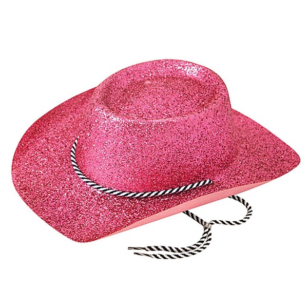 Bristol Novelty BH634 Cowboy Glitter Hat, Womens, Pink, One Size