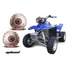 AMR Racing ATV Headlight Eye Graphics Decal Cover Compatible with Yamaha Warrior 350 All Years - Spliced