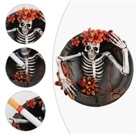 Resin Ashtray, Skull Shaped Ashtray Home Ashtray Suitable for Outdoor, Garden and Bar