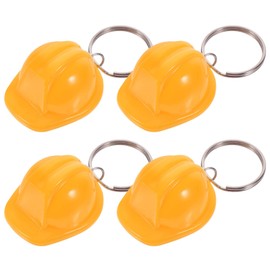 jojofuny Construction Party Favors, Pack of 4 Miniature Construction Helmet, Small Safety Hat, Keyring for Children, Birthday Party Gifts, Prizes Accessories, Construction Theme, Yellow