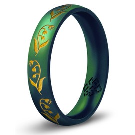 Knot Theory May Birth Flower Green Enchanted Silicone Ring for Women - Size 4 4mm Breathable Comfort Fit Engagement Wedding Band