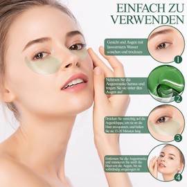 Augenpads, Aloe Vera Gel, Augenpads gegen Augenringe & Tränensäcke, Augenmaske mit Aloe Vera, Hyaluronsäure & Grünen Tee