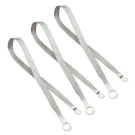 laffoonparts Braided Ground Strap Tinned Copper Ground Strap Automotive 20 inch X 1/2 inch with 1/2 inch Ring to 1/4 inch Ring Terminal Connectors 3PCS
