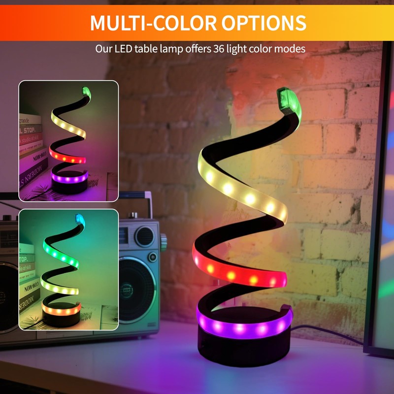 Spalivivre Pack of 2 Modern LED Spiral Table Lamp, Dimmable