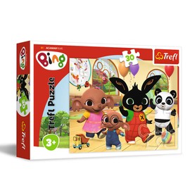 Trefl 18304, Funny with Bing, 30 Elements Colourful Puzzle with Heroes of the TV Series, Creative Entertainment, Game for Children from 3 Years, Multicoloured