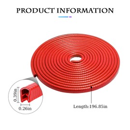 Car Door Edge Guards, 16FT Car Edge Rubber Seal Trim Protector, No Glue Needed U Shape Car Door Guard Universal for Most Cars, Vehicles, SUVs (Red/16FT)
