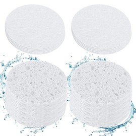 Kaufibre 30 Count Compressed Facial Sponges Mini Soft Cellulose Pads for Facial Cleansing Exfoliating Makeup Removal and Face Masks Ideal for Home and Travel