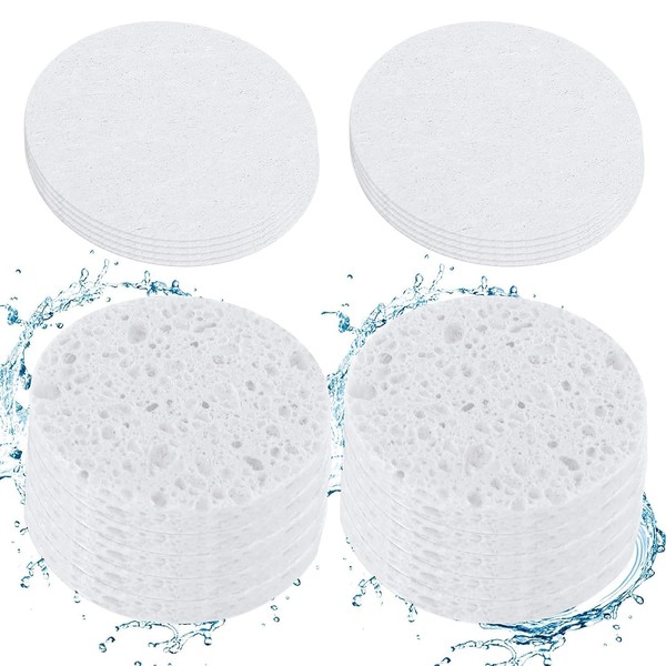 Kaufibre 30 Count Compressed Facial Sponges Mini Soft Cellulose Pads