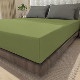 wyewye Single Fitted Sheet, Light Green, 90x190 cm with 40 cm Super Deep Pocket, Microfiber Fabric Bed Fitted Sheets, Breathable, Wrinkle-resistant, Non-shrinking, Non-fading