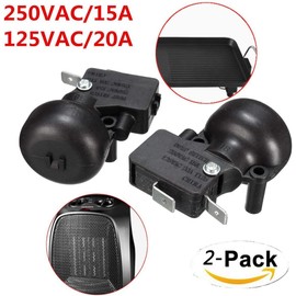 Patio Heater Tip Over Switch Fire Safety Tilt Shut Off 20A High Power Dump Listed - 2 Pack