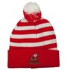 e4Hats.com Ho Ho Ho Santa Embroidered Striped Pom Cuff Beanie
