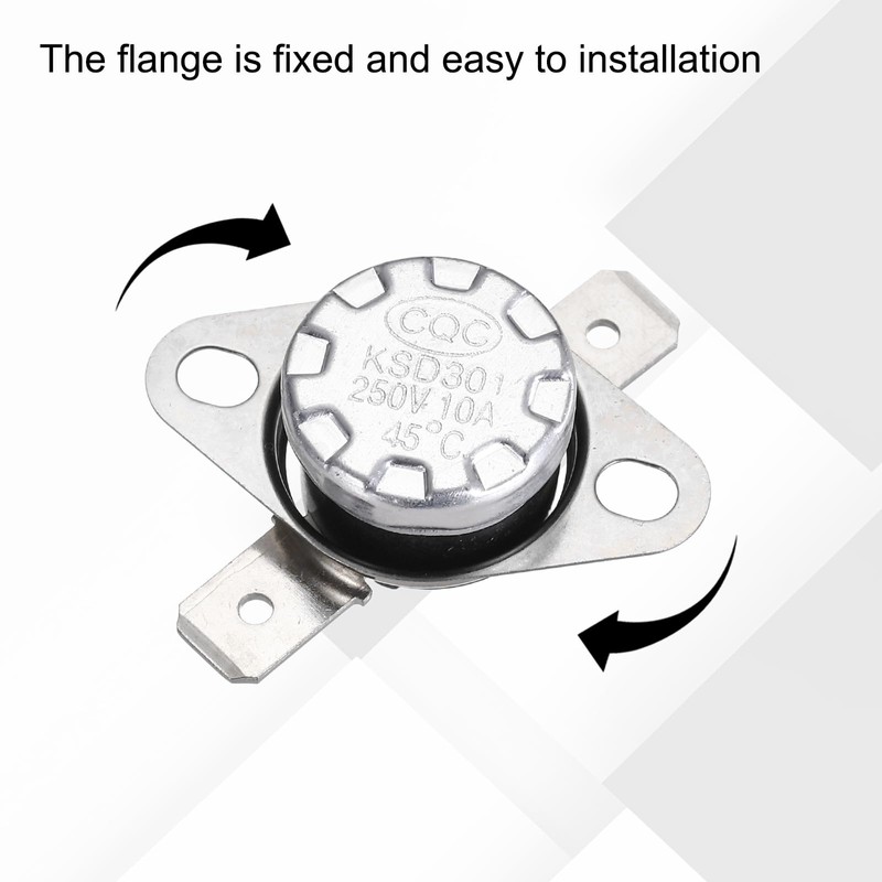 uxcell KSD301 Thermostat 45°C/113°F 10A Normally Open N.O Adjust Snap