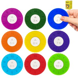Meetory Pack of 9 Maths Fidget Spinners for Children - Interactive Learning Toy for Multiplication & Division, Promoting Math Skills in the Classroom & Home (Multiply)