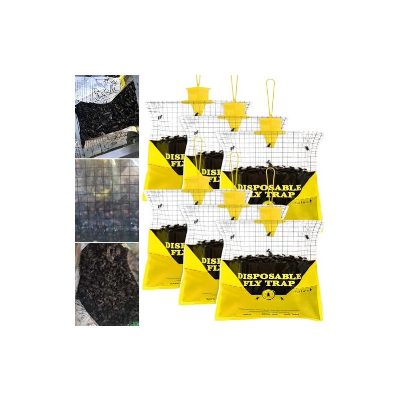 Glovv Outdoor Fly Traps - 6 Pack Disposable Bug Catchers