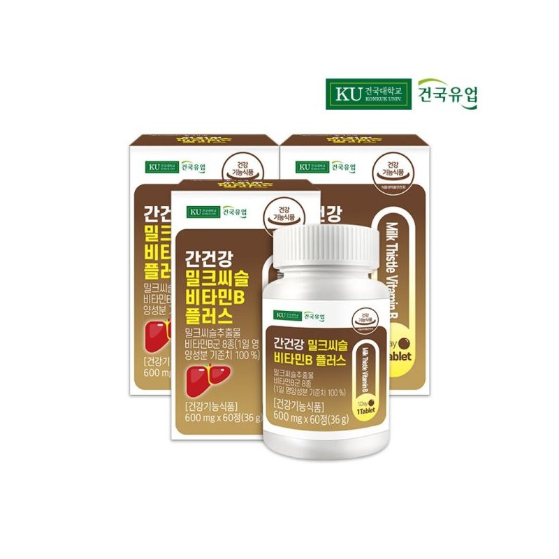 Konkuk Dairy 건국유업 간건강 밀크씨슬 비타민B 플러스 60정x3개 Konkuk Dairy