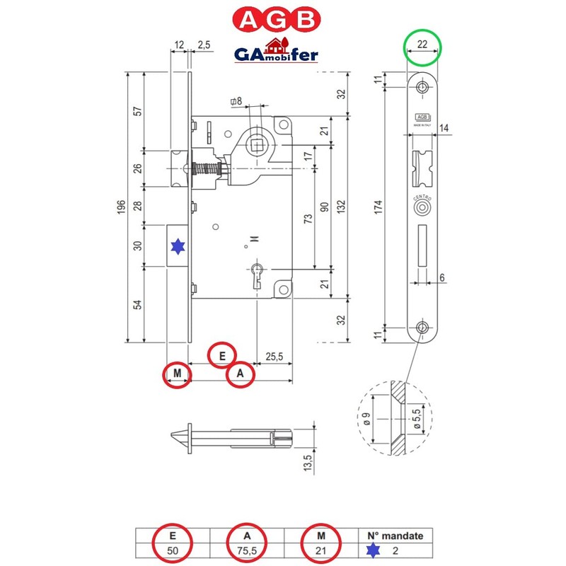 ZENTRO Series Interior Door Lock (Fr. 22 x 196, In.