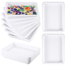 Hanaive 10 Pack Puzzle Sorting Trays for Jigsaws up to 1500 Pieces White Stackable Puzzle Sorting Trays Multipurpose Organizer Plates for Toys Beads Painting DIY Projects Fun Home Activities