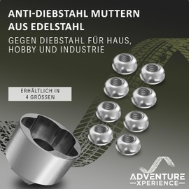 Adventure Xperience Anti-Theft Nuts Anti-Theft Security Nut Lock Anti-Theft M6 M8 M10 M12 Stainless Steel (M8, 8 Nuts 1 Nut), 8M8T