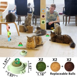 GREMBEB 4PCS Cat Catnip Toys, Cat Toys 4 Flavors Silvervine Ball on Wall, Kitten Chew Treat for Cleaning Teeth, Kitty Dental Lickable Snack Cat Mint for Indoor