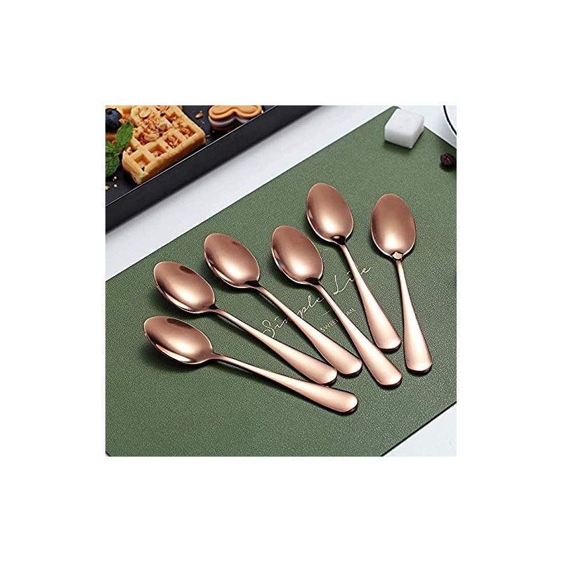 Kyraton Rose Gold Coffee & Tea Spoons, 6pc Stainless Steel