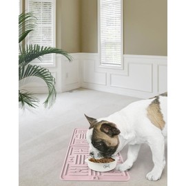 Silicone Dog Food Mat for Dog Water Bowl, Cat Water Mat for Cats, Dog Bowl Placemat Prevent Food and Water Overflow, Foldable Pet Food Mat for Dogs and Cats (Pink,9.6"x18.3")