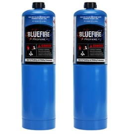 BLUEFIRE Standard Propane Gas Cylinder/Canister-Pack of 2，Small Propane Tanks Welding Gas Cylinder Welding Brazing Soldering Fuel gas,for Soldering, Brazing,Cooking Grilling Gardening and Camping