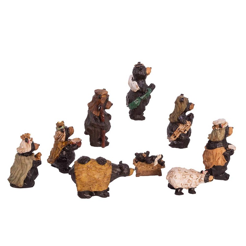Kurt Adler Resin Nativity Bear, 4-Inch, Set of 9
