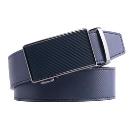 Fabio Valenti Mens Belt,Ratchet Belt Dress with 1 3/8" Genuine Leather with Easier Adjustable Buckle, Trim to Fit (2091 Navy, Adjustable 46”)