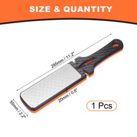 uxcell 400/1000 Grit Handheld Diamond Sharpening Stone Double-Sided Whetstone 5-In-1 Sharpener Tool with Ceramic and Tungsten Steel Scissor Slot for Kitchen, Black Orange