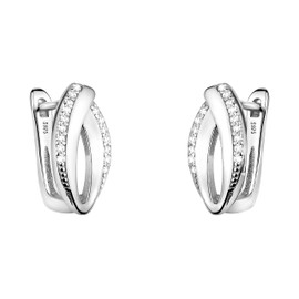SOFIA MILANI - Women's Earrings 925 Silver with Zirconia Stones - Oval Stud Earrings, Sterling Silver, Cubic Zirconia