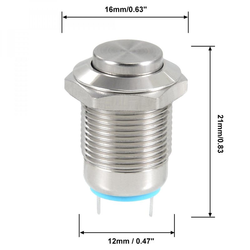 uxcell Momentary Metal Push Button Switch 12mm Mounting Dia 2A