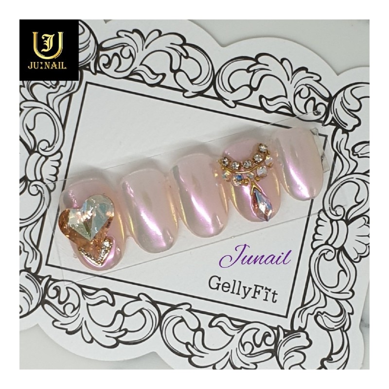 Pink pearl powder handmade nail tips - Short ballerina /