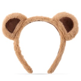 WLLHYF Easter Bear Ears Headband Halloween Cute Party Headwear Face Wash Headband Animal Headwear Fashion Hair Band Comfortable Headband Accessories for Adults Children Decoration (Khaki)